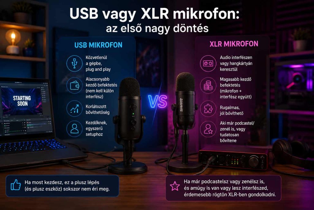Dinamikus és kondenzátor mikrofon kapszula egymás mellett összehasonlításhoz