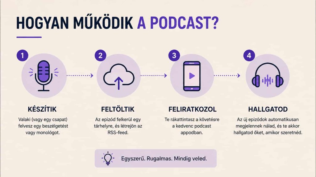 Egyszerű otthoni podcast-felvétel mikrofonnal és fejhallgatóval